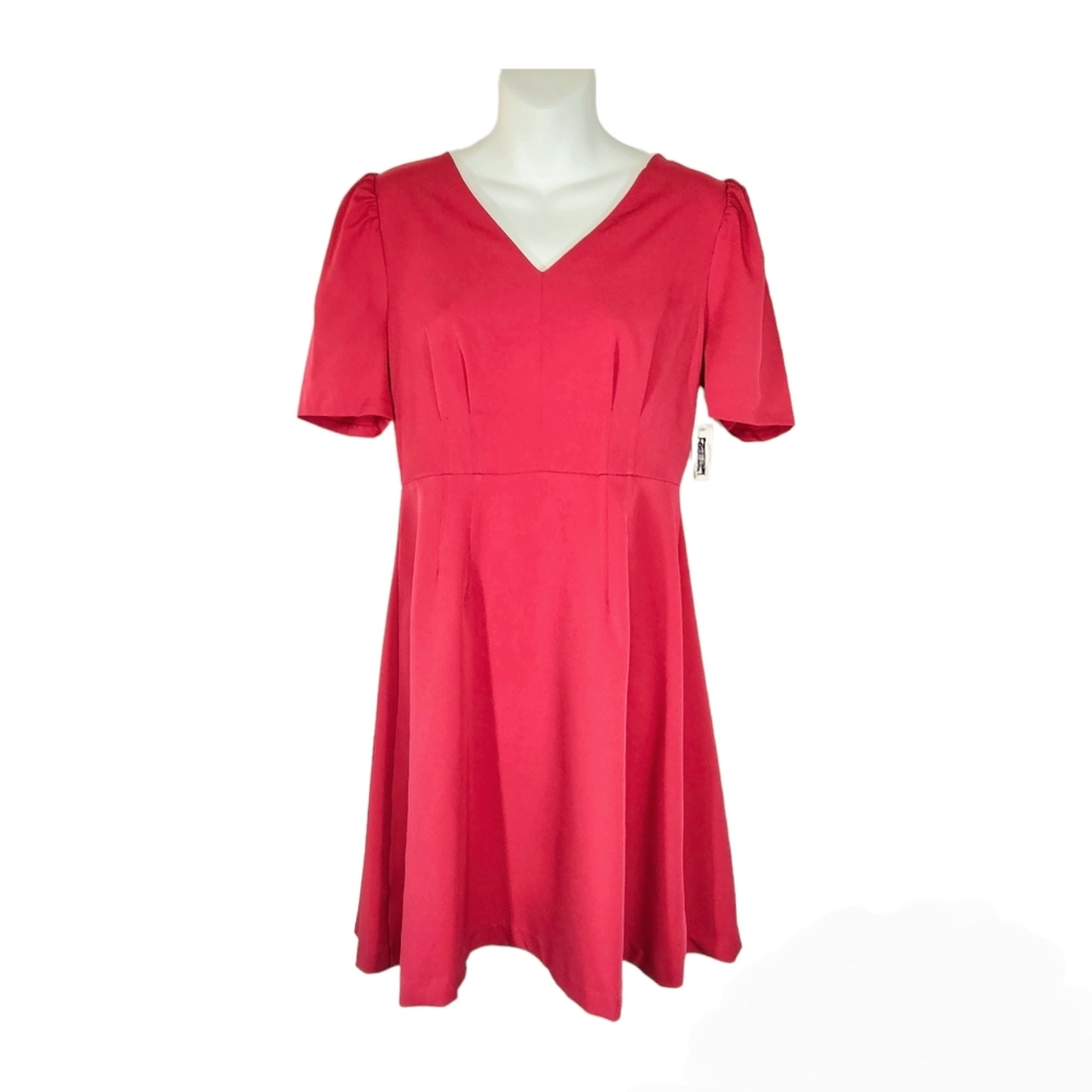 Lark & Ro Fushia Pink Flounce Half Sleeve Fit and Flare Mini Dress Size 6